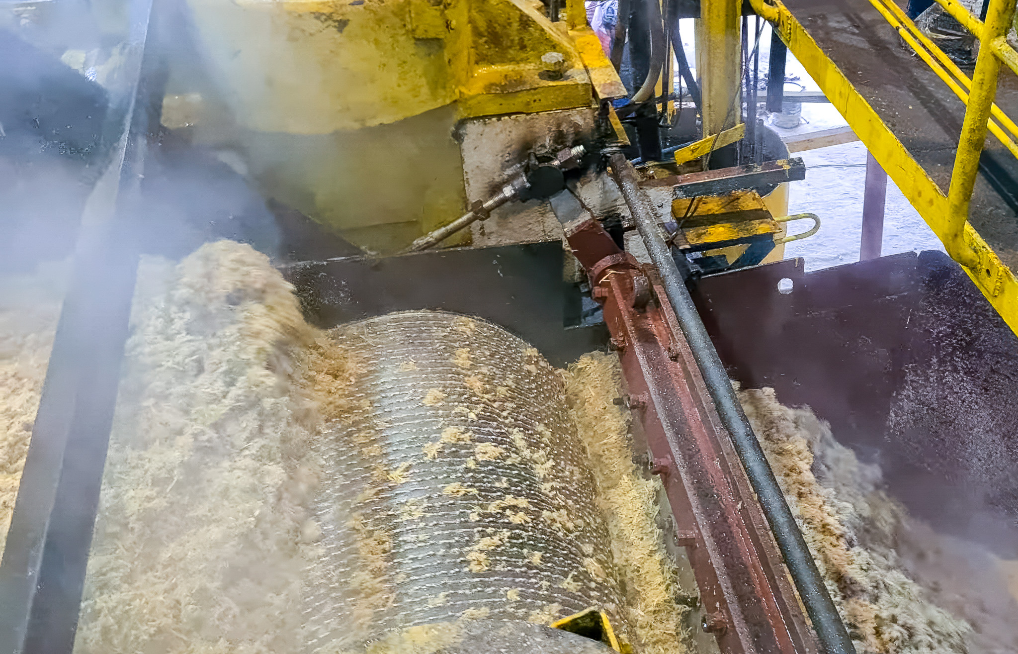 sugarcane being processed