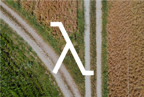 Lambda symbol overlaid trails in a field diverging