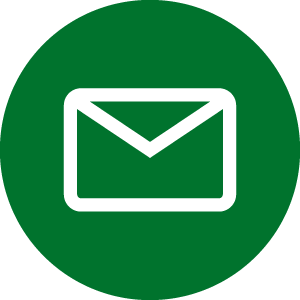 Line drawing of an envelope on a dark green background