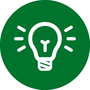 Outline of a lightbulb on a dark green background